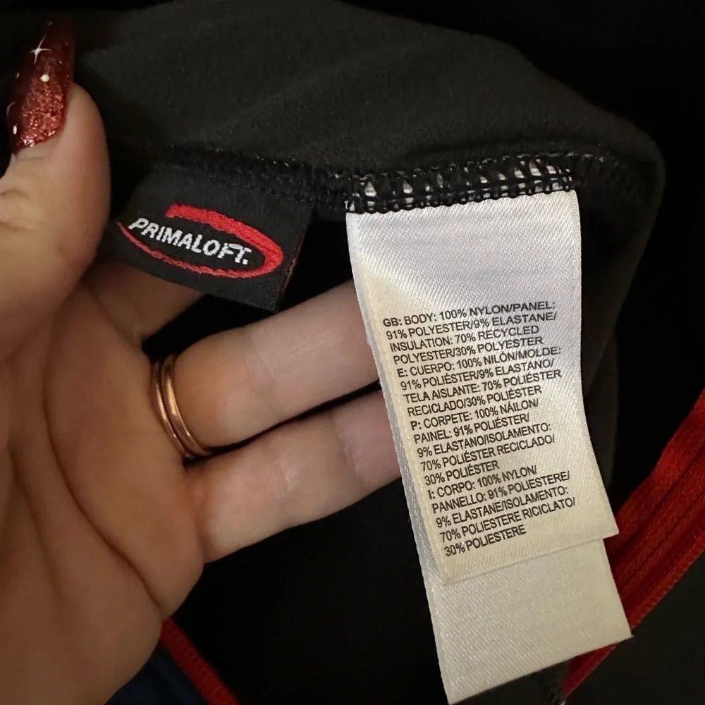 The North Face Animagi Insulated Running Jacket in Blue, Black & Red - Medium